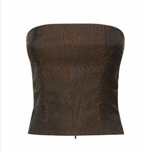 Reformation Georgia Strapless Corset Top Brown Floral Lace Bustier Size 6